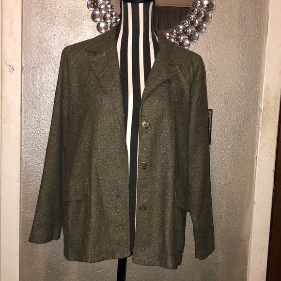 Coldwater Creek Preppy Academia Professional Office Tweed Green  Blazer Jacket - Picture 1 of 8